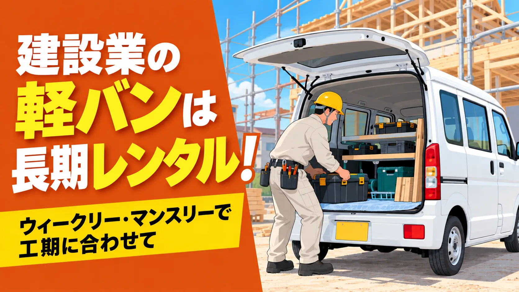 建設業の軽バンは長期レンタル！